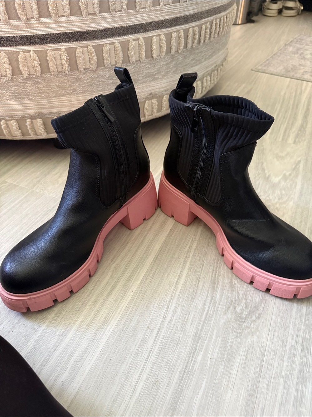 Torrid Women’s Black Chelsea Boot with Pink Lug Sole